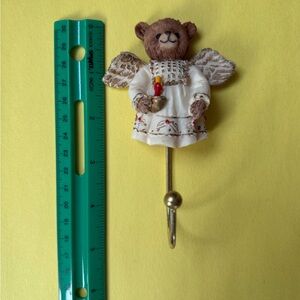 Silvestri Angel Bear Wall Hook - White, Brown, and Gold